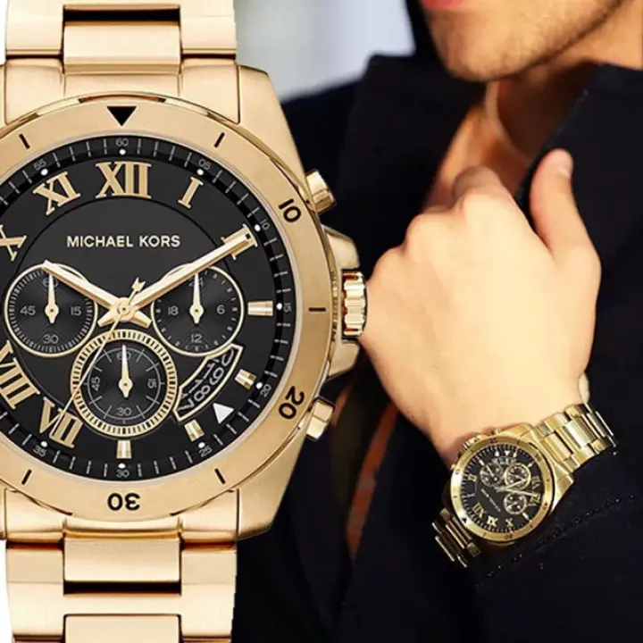 michael kors black and gold mens watch