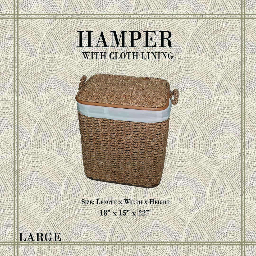 Native Laundry Basket Clothes Basket Buri Hamper with Cloth Lining 22