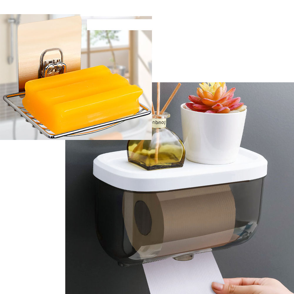 free (((stainless Soap Holder ))) Plastic Wall Mounted Tissue Box