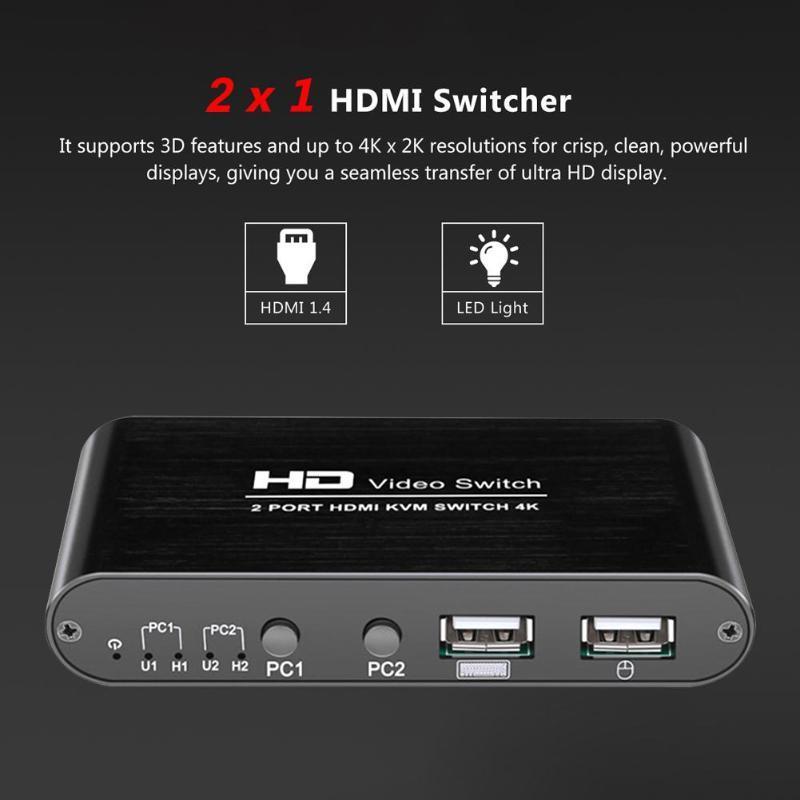 Bảng giá 2 Port Hdmi Kvm Switch 4Kx2K Ultra Hd Switcher for Dual Monitor Keyboard Mouse Phong Vũ