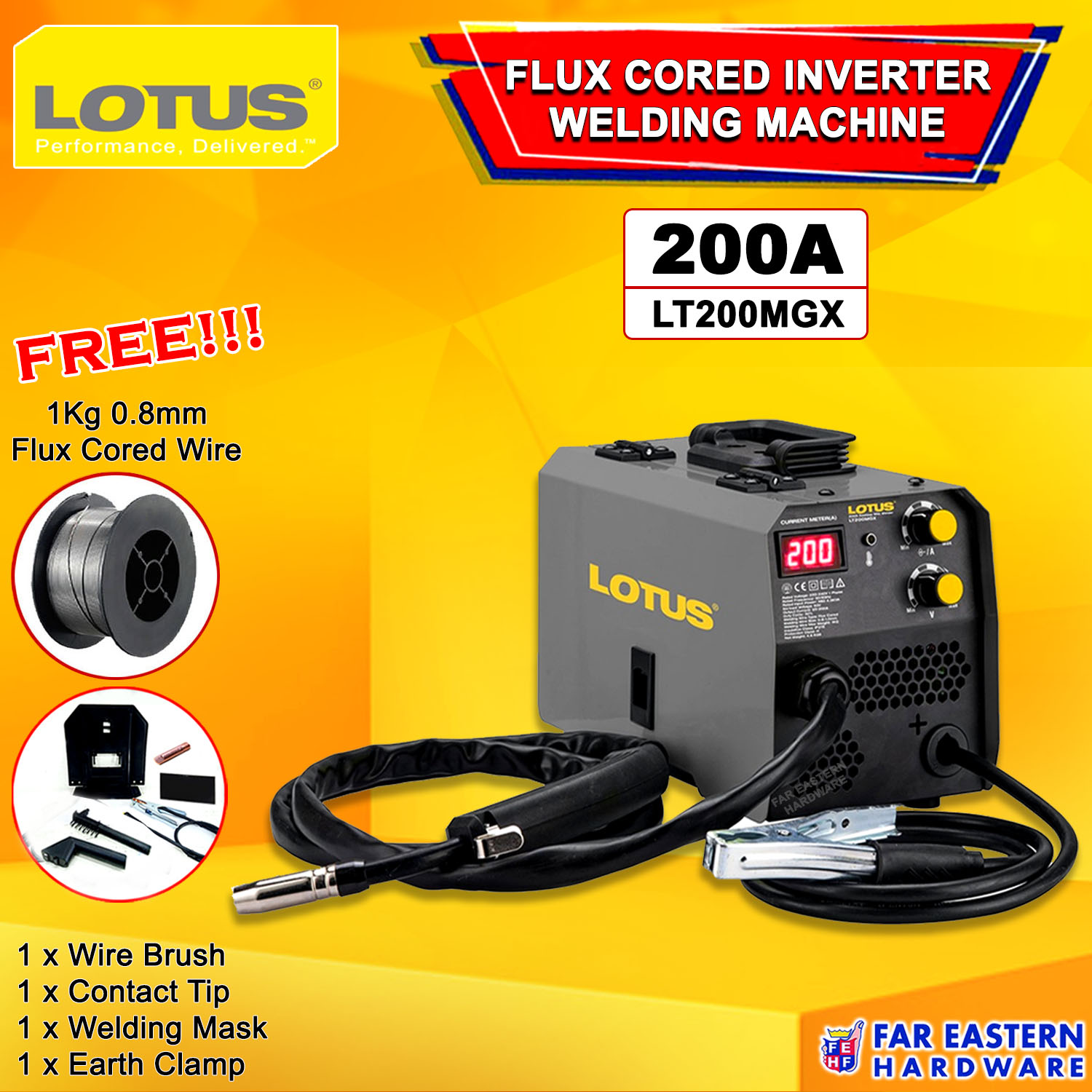 LOTUS Flux Cored Inverter Welding Machine Gasless MIG 200A LT200MGX