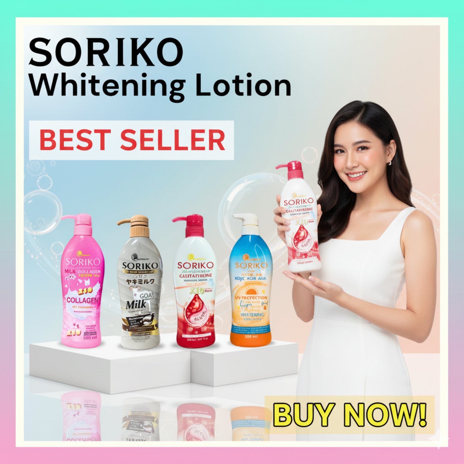 Soriko Premium Whitening & Moisturizing Lotion SPF 50+ with Collagen &  Glutathione for All Skin Types - 500ml | Lazada PH