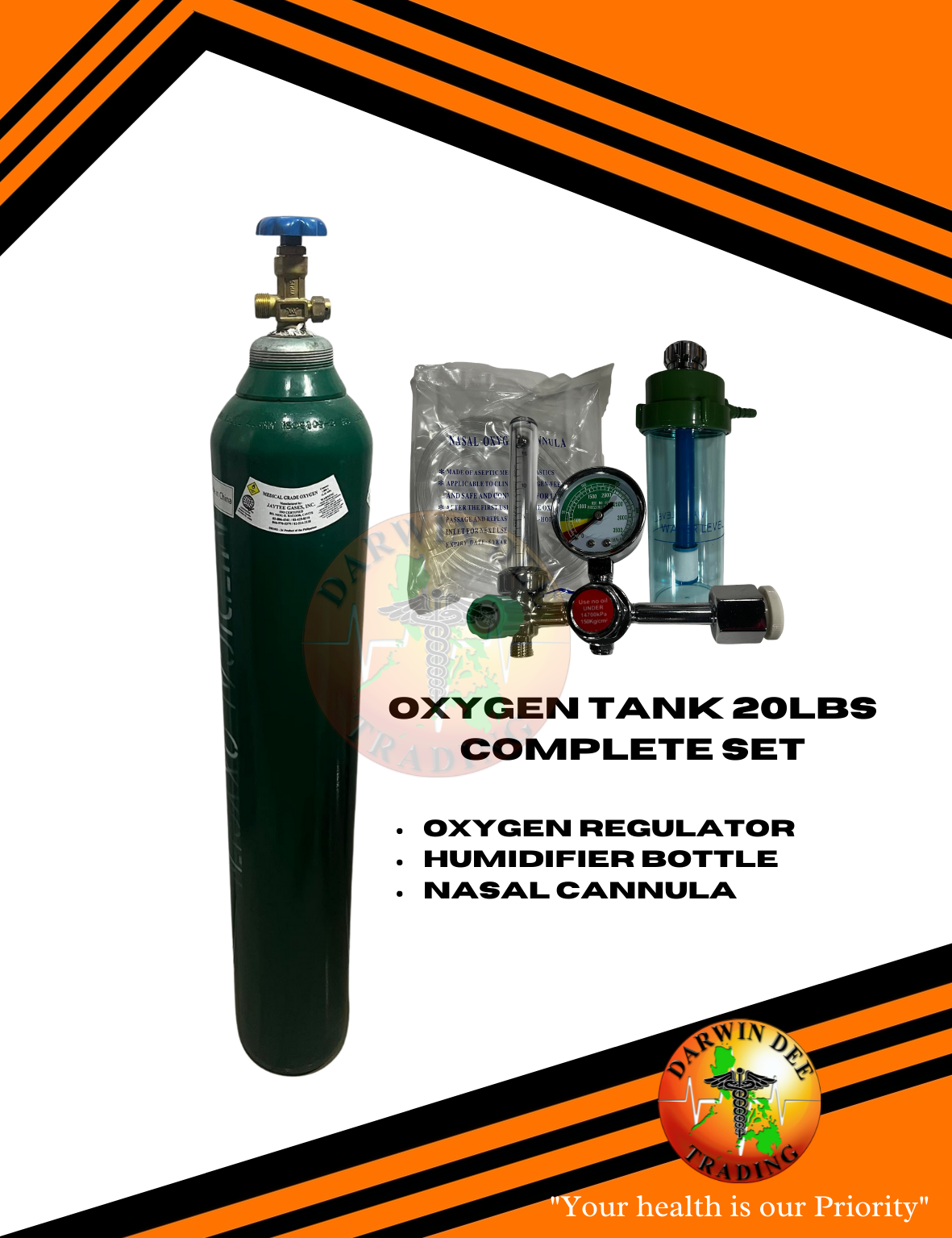 OXYGEN TANK 20LBS WITH COMPLETE SET (WITH CONTENT) (READY TO USE ...