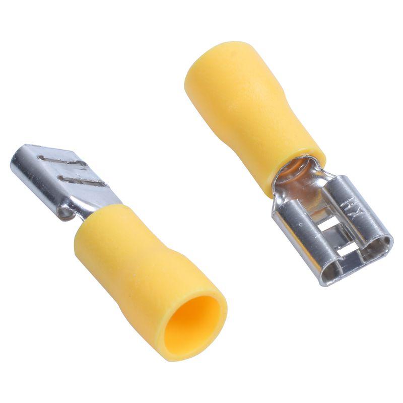 100PCS12-10AWG Insulated Heat Shrink Wire Connector Spade Crimp Terminals Yellow 