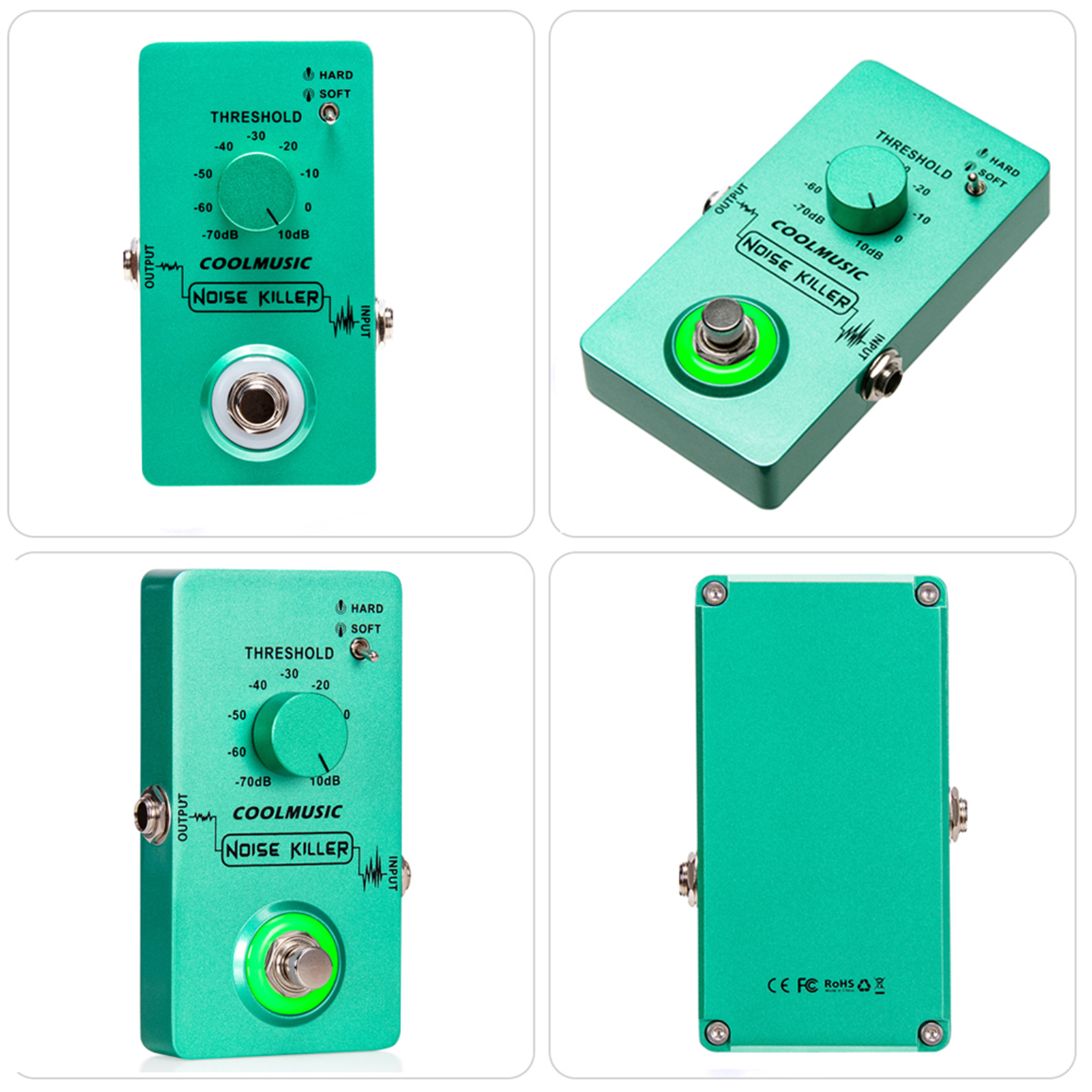 [ammoon]COOLMUSIC Compressor Effect Pedal True Bypass Guitar Effect Pedals with 4 Rotating Knobs and Foot Switch for Electric Guitar Bass