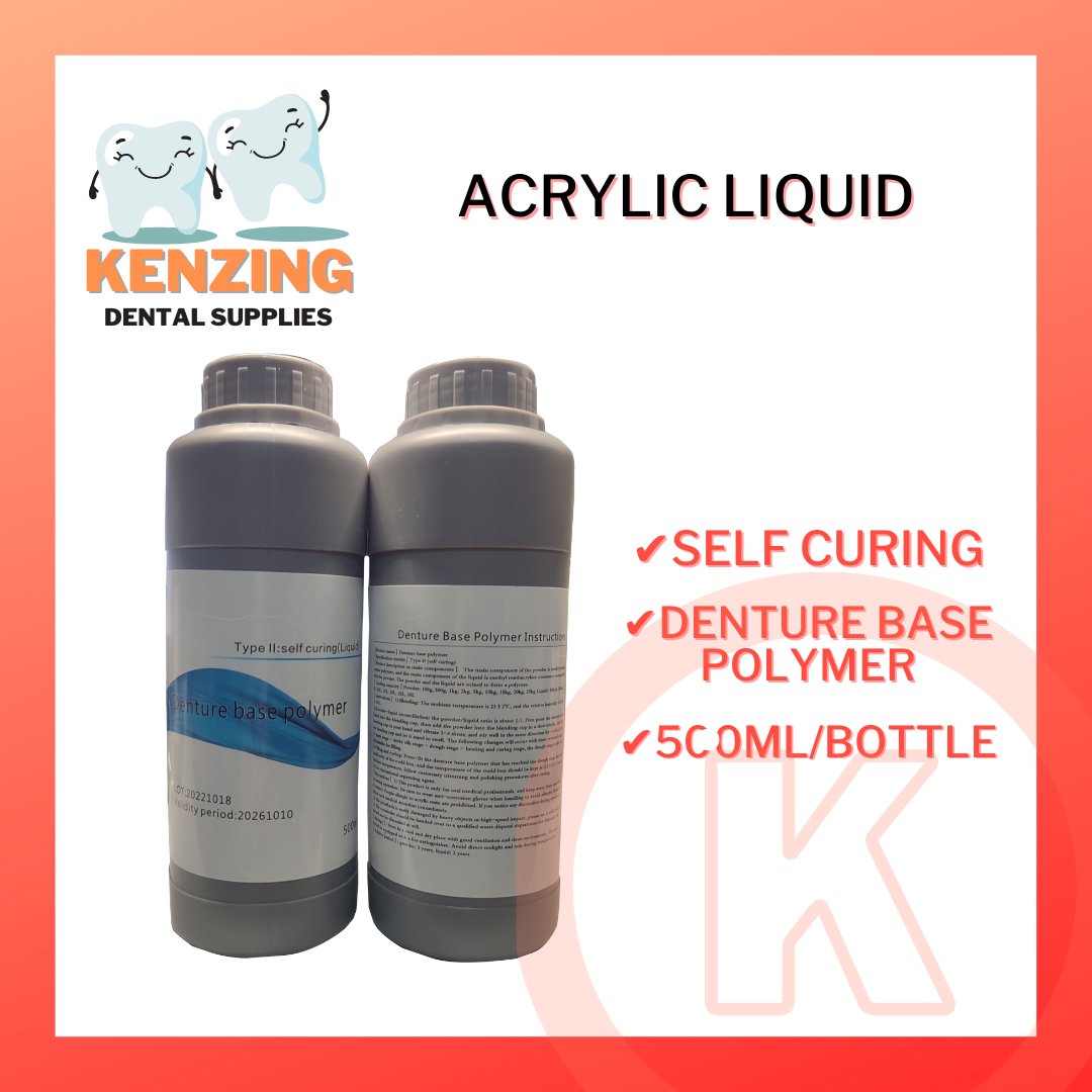 Self Curing Acrylic Liquid Denture Base Polymer 500mL per bottle