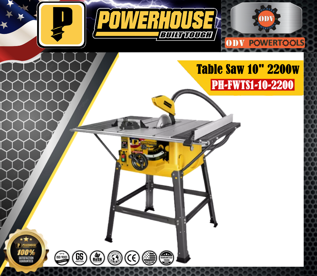 Powerhouse USA Table Saw Heavy Duty 10 Inches 2200w PHFWTS1102200
