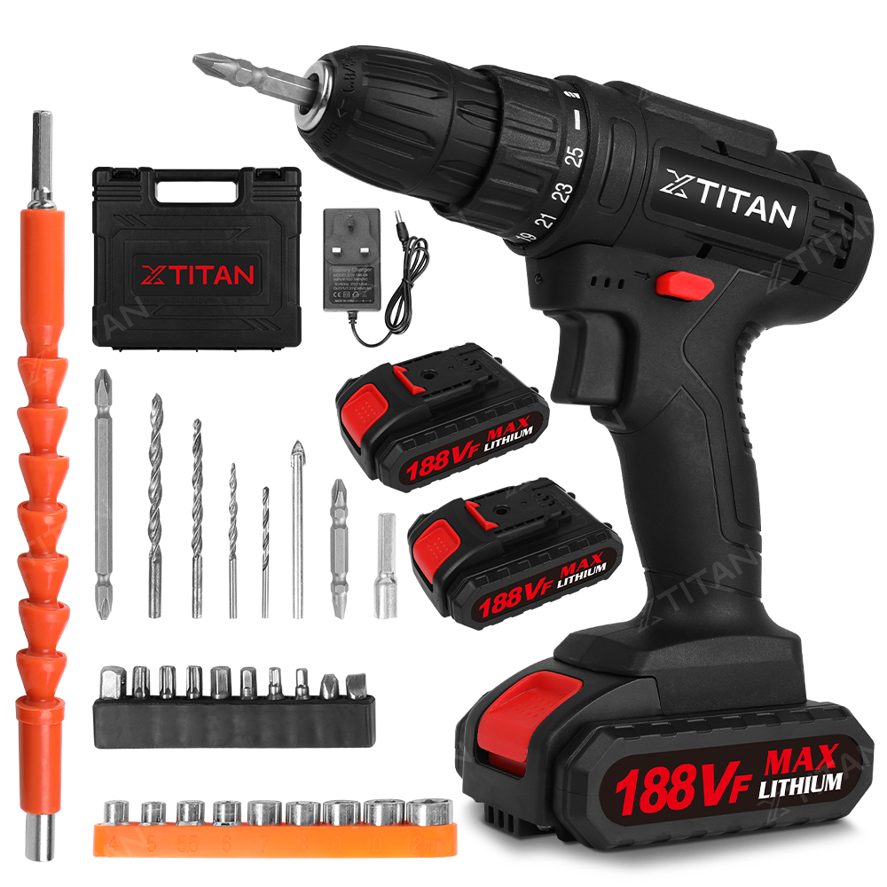 【COD】XTITAN 2 Battery Cordless Drill 2 Speed 188VF Electric Drill