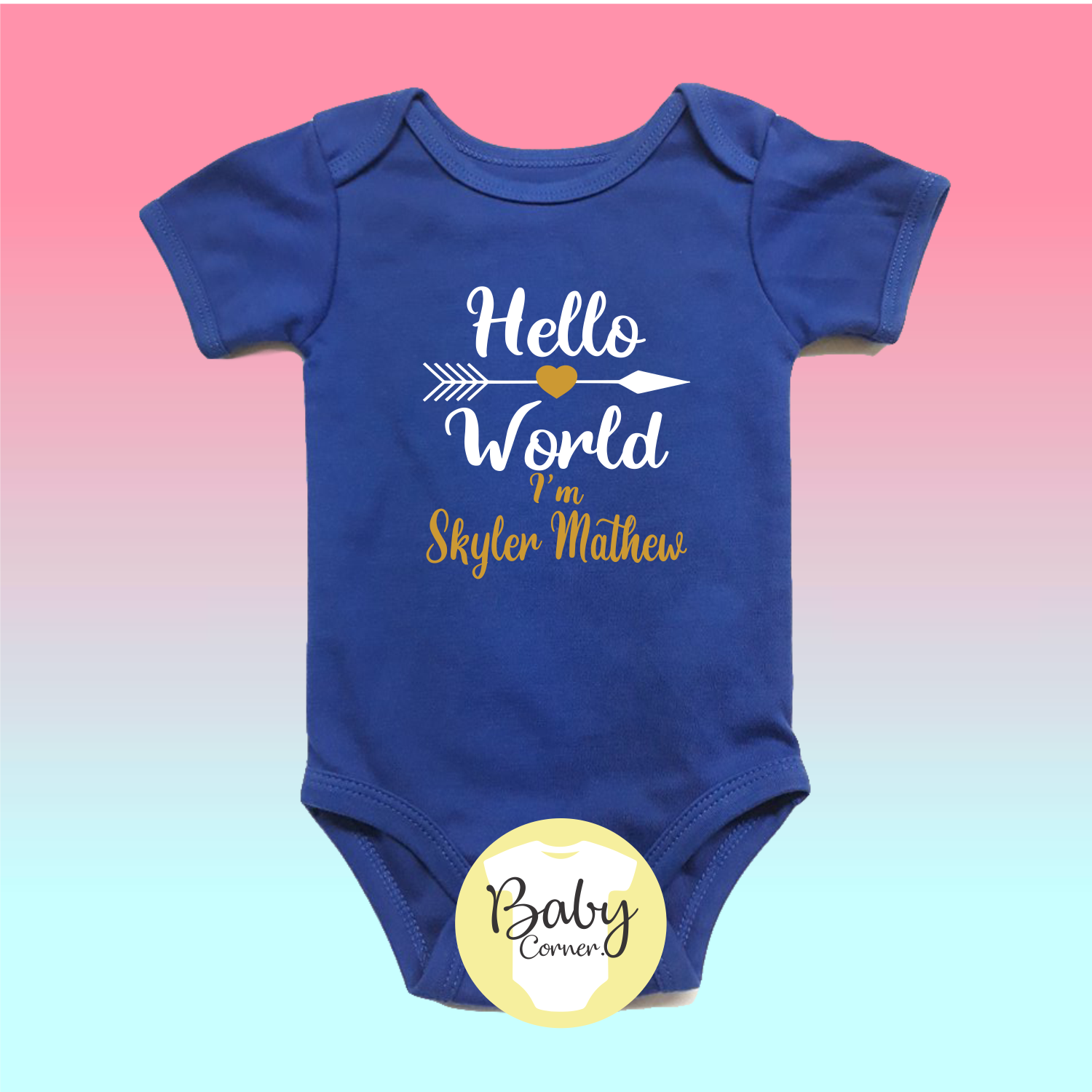 Hello world with name ( statement onesie / baby onesie / infant romper