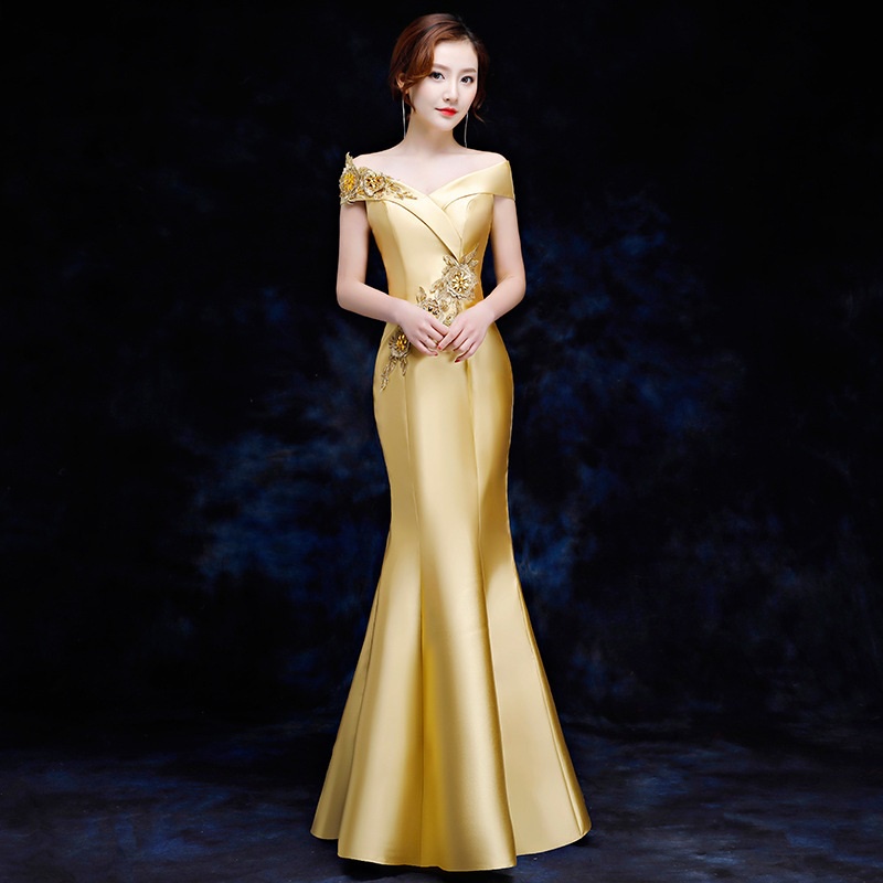 formal dress for 50th birthday Bridesmaid Dresses Gold Gold Evening Dress Off Shoulder Women's Fishtail Dresses Elegant Annual Dinner Meeting Birthday Party Host Satin Gown Red Carpet Dress High sa_slow-sellers-catalogue Siena Women's Square Neck Size:4-6 year Set Dress + Fairy Wings + Hat