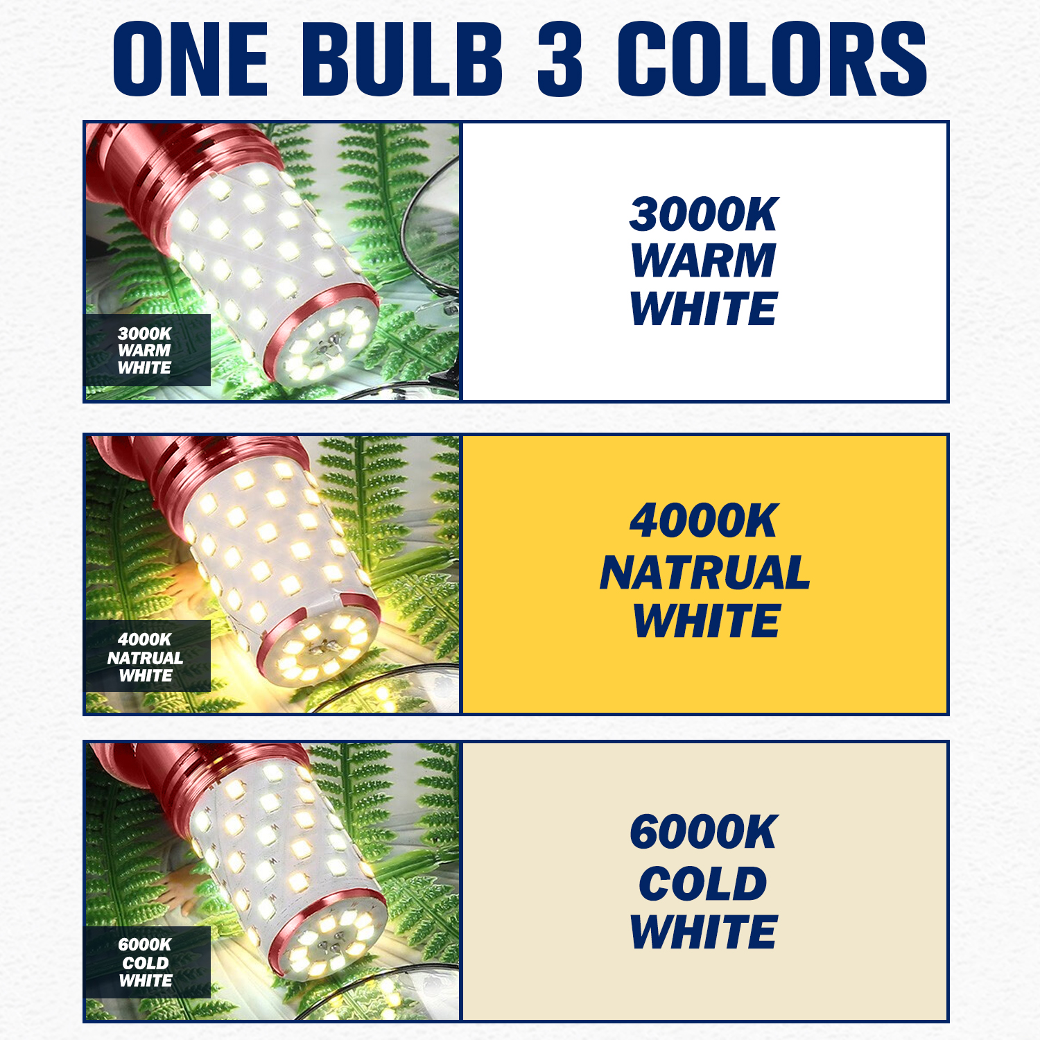 Fast Delivery⚡24W 20W 16W 12W Tri-color LED Bulb E27 E14 Corn Bulb Changing Light Bulb Daylight Warm Light Natrual White