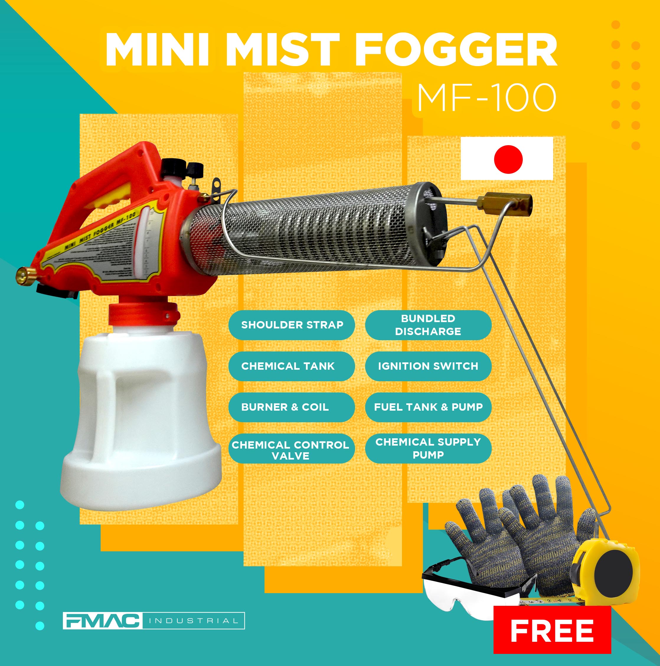 Industrial Mini Mist Fogger Japan Tech MF100 with Shoulder Strap