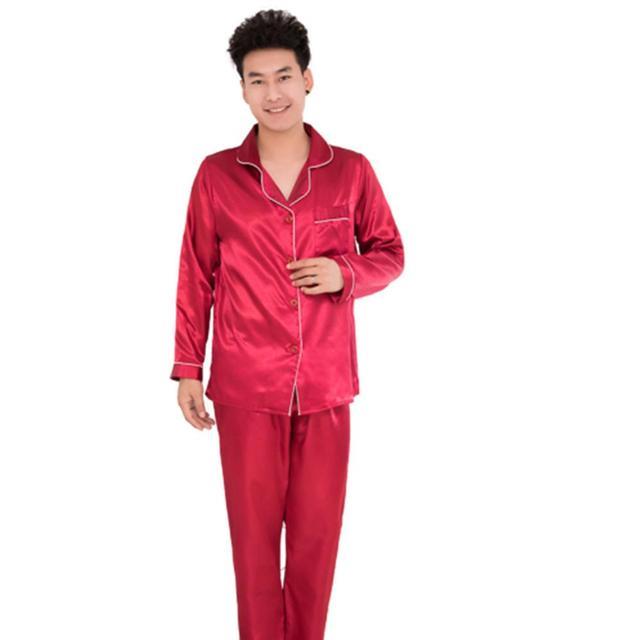 Homewear Silk Satin Men Pajamas Set Fashion Sleepwear Couple Two piece