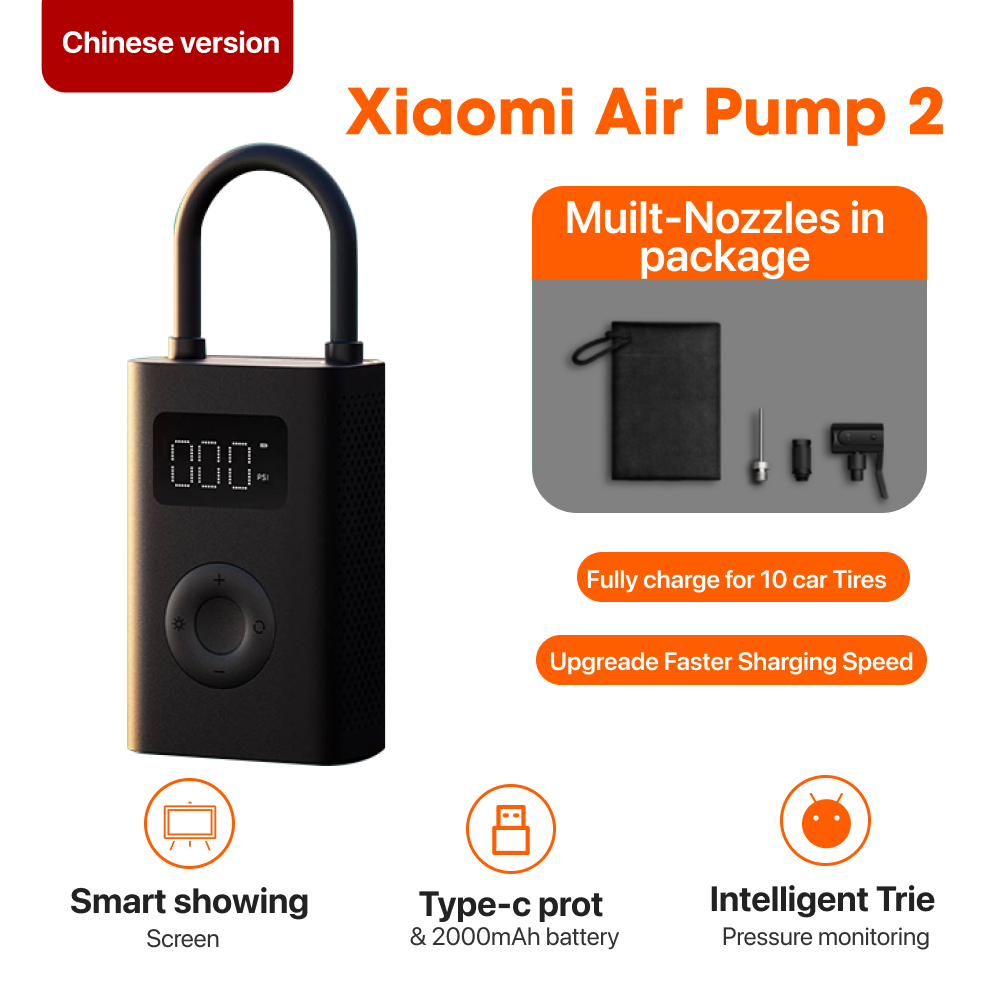  Xiaomi Portable Electric Air Compressor 1S, Tire Inflator  Electric Air Pump for Car Tires, 150 PSI Tire Pump, Cordless Tire Inflation  with Digital Tire Pressure Detection for Car, Bike, Ball 