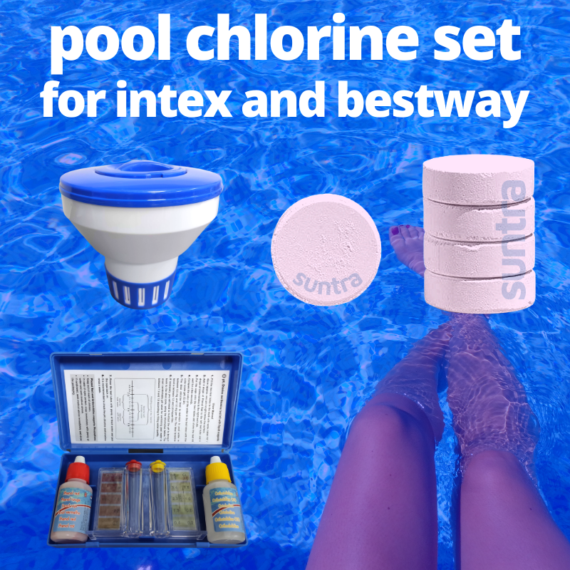 Pool Chlorine Tablet Starter Kit with 5 Chlorine Tablets, Dispenser and