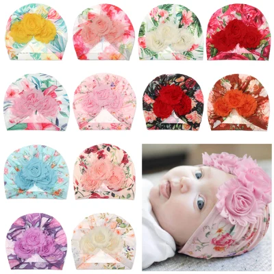 520YOSWI Hair Accessories Cute Lovely Stretch Kids Flower Turban Hat Bowknot Hairband Cap Elastic Floral Headband Baby Sunscreen