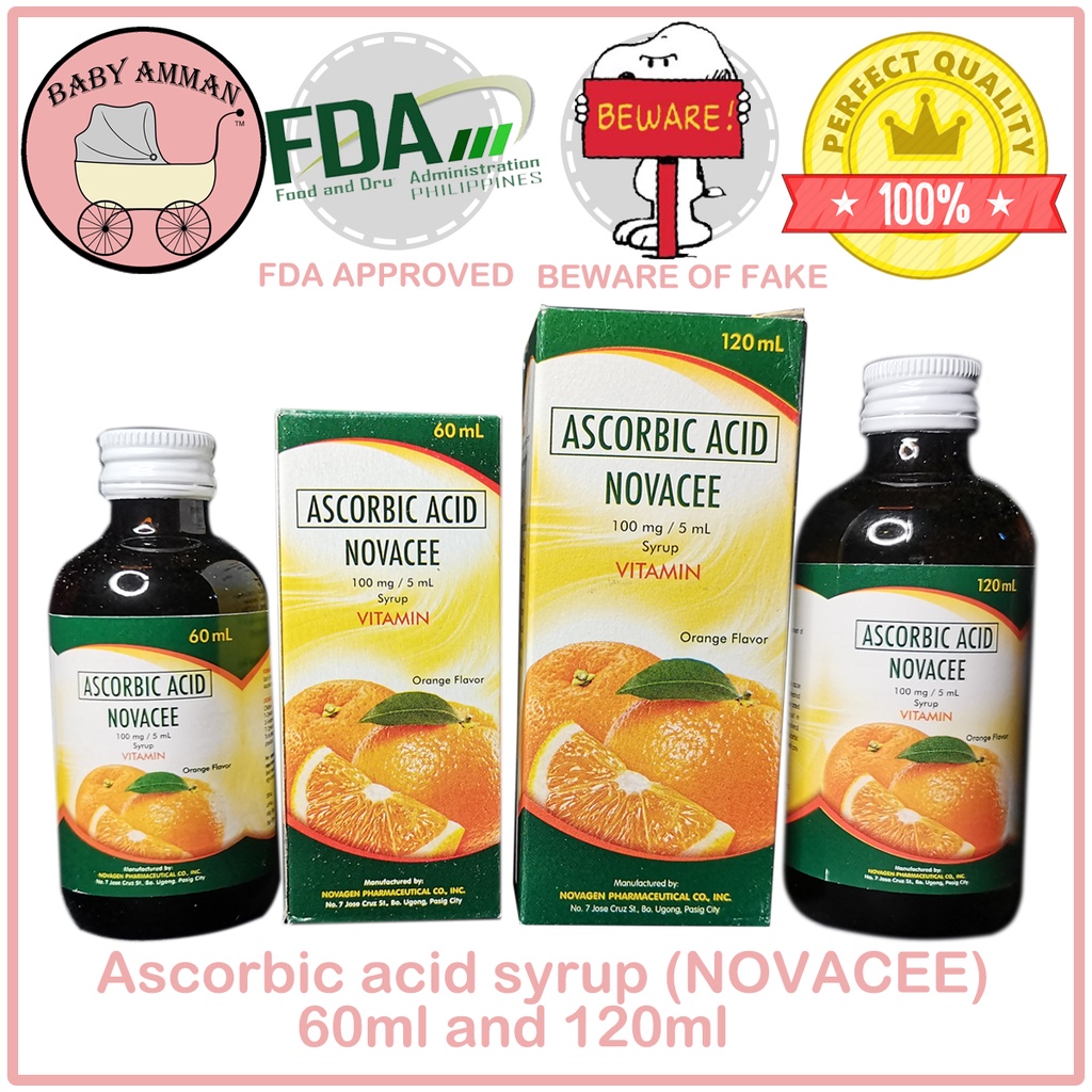 NOVACEE vitamin c syrup ascorbic acid syrup 60ml and 120ml vitamin c syrup for kidsWSB Lazada PH