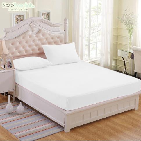 NEMURI Premium Quality White Plain Bedsheet 3in1 Bed Sheet Bedding Set (1 Fitted Bedsheets with 2 Pillowcases) (Fits 3