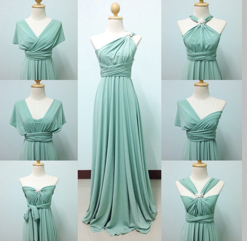 SAGE GREEN INFINITY DRESS FLOORLENGTH WITH ATTACHED TUBE KIDS-PLUS SIZE ...