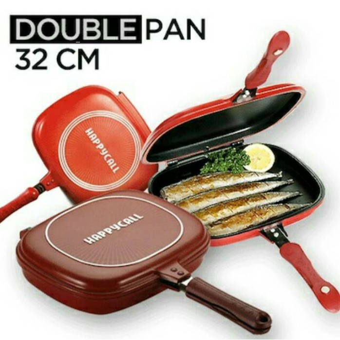 DOUBLE SIDED FRYING PAN DIE-CAST MARBLE COATING FOLDABLE FLIP FRY GRILL 32CM 