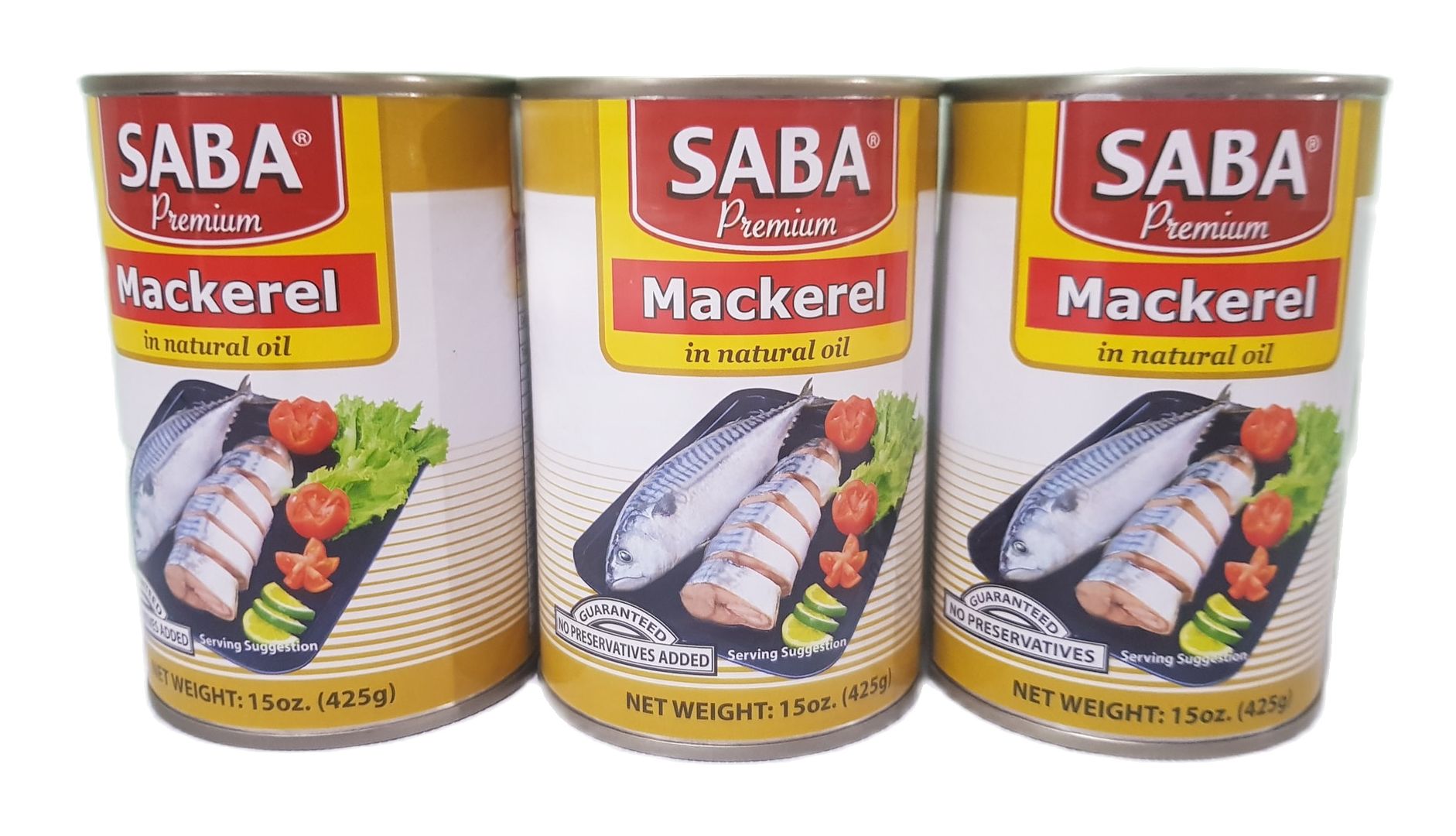 SABA Premium Mackerel Sardines in Natural Oil (pack of 3 cans x 425 grams) Lazada PH