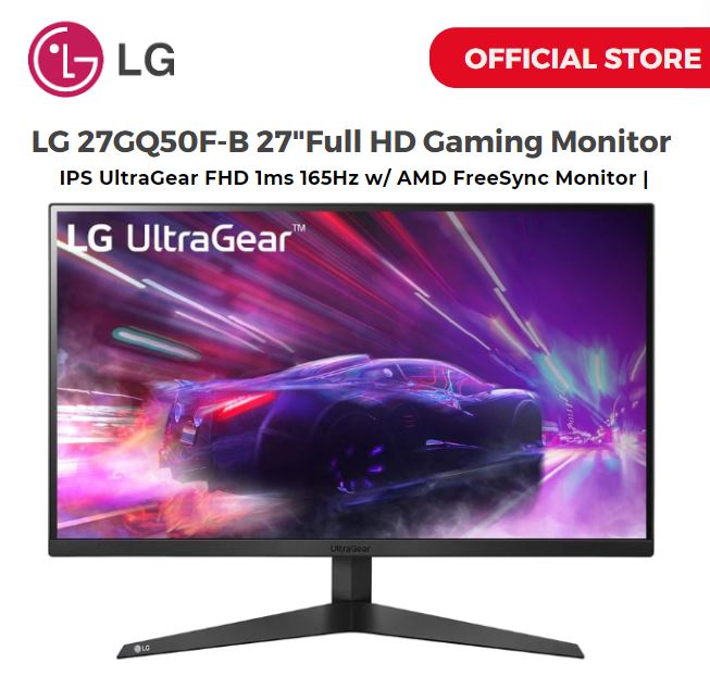 LG 27GQ50F-B 27 Inch Full HD (1920 x 1080) Ultragear Gaming Monitor with  165Hz and 1ms Motion Blur Reduction, AMD FreeSync Premium and 3-Side