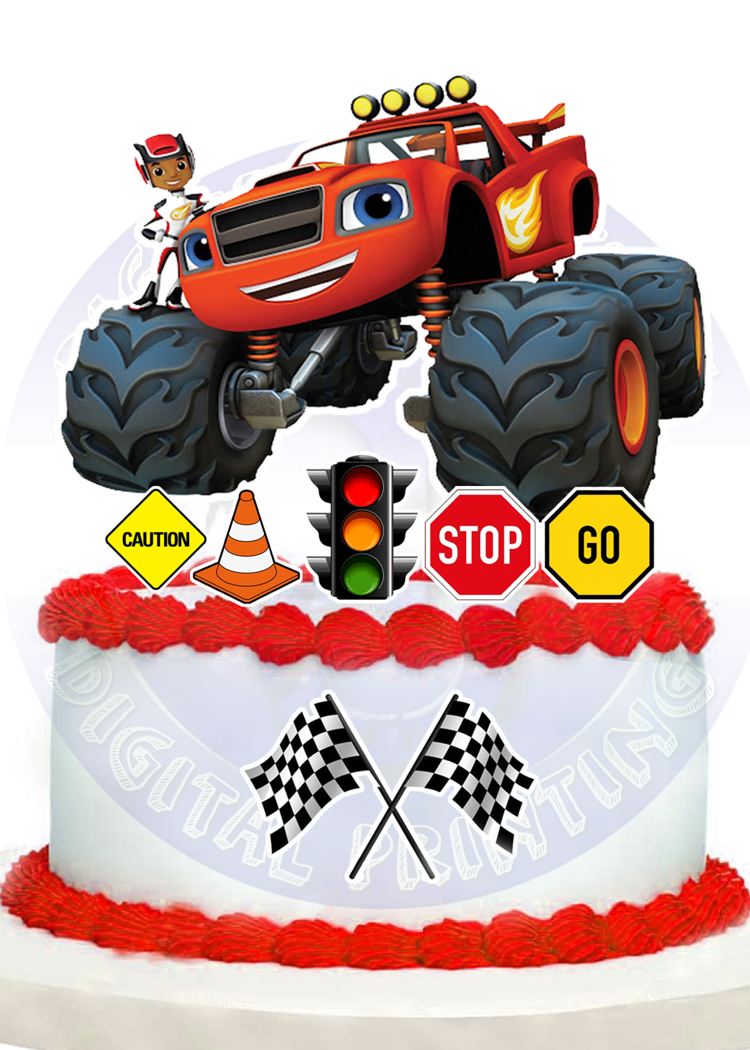 Personalized Blaze and the Monster Machine Birthday Party Cake Topper Combo