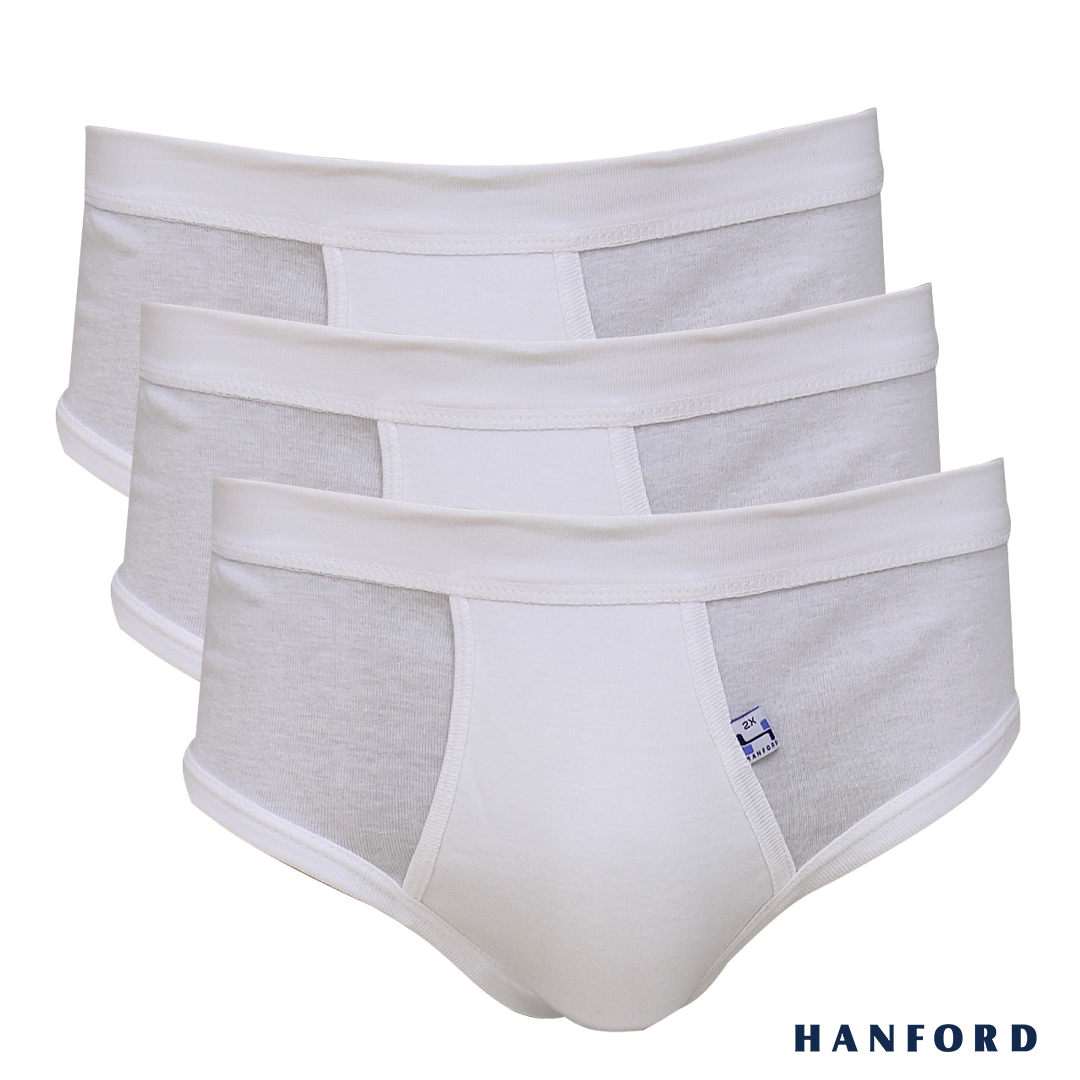Hanford Men Ribbed Cotton Comforter Briefs w/ Fly Opening w/ Lycra