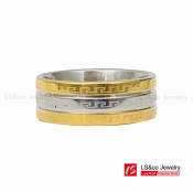 LS&co 18K Two Tone Stainless Wedding Couple Rings (Unisex)