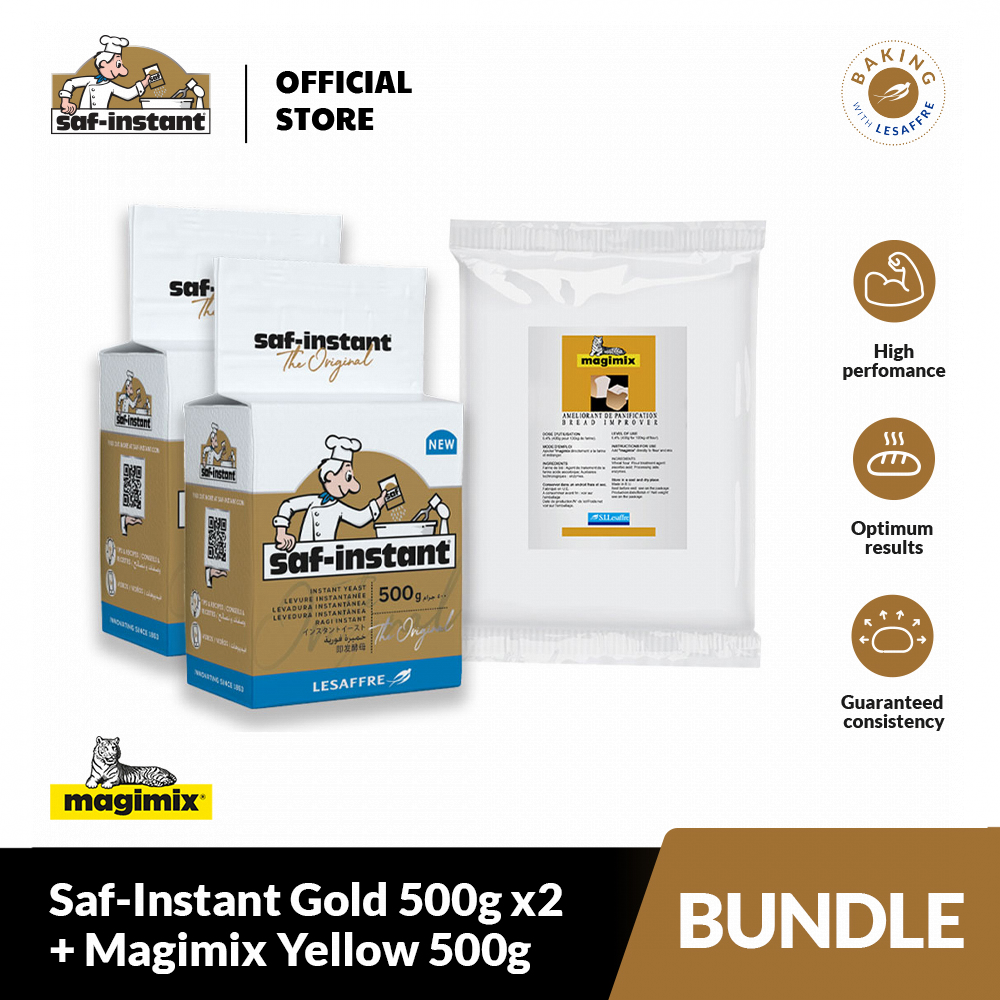 Bundle Saf Instant Gold Instant Dry Yeast 500g X2 Magimix Yellow Bread Improver 500g For 0682