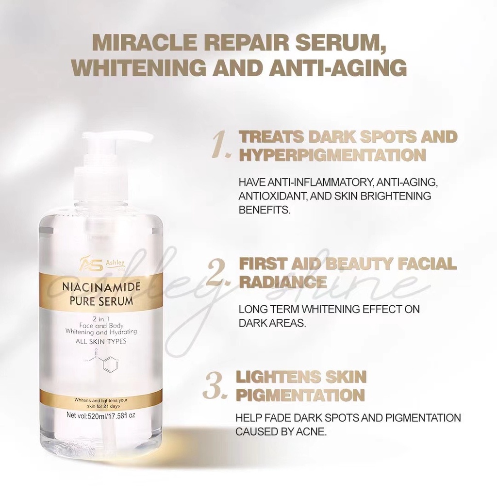 Ashley Shine NIACINAMIDE Pure Serum Face and Body Moisturizes Whitening ...