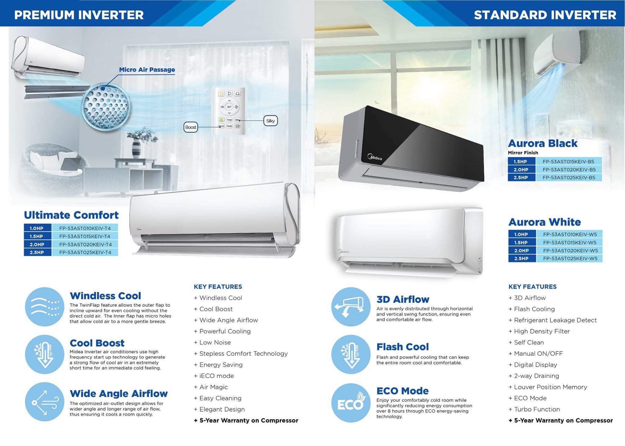 midea aurora white inverter