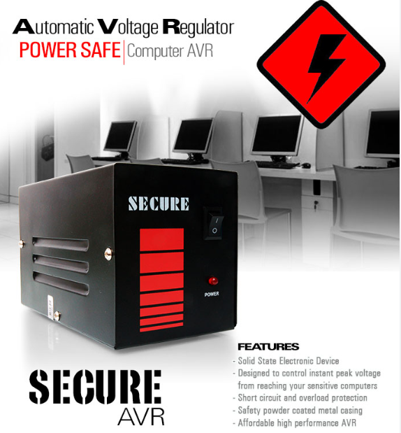 SECURE AVR 500 Watts 3X 220V Socket Automatic Voltage Regulator for