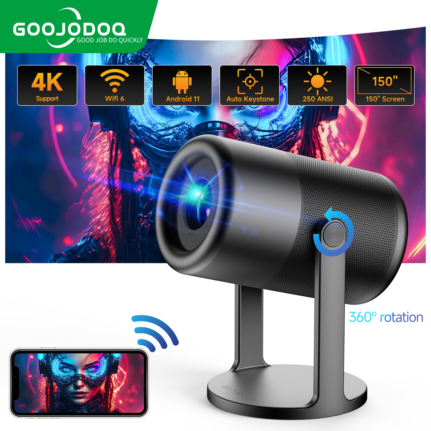 Goojodoq Wifi K Projector Full Hd P Lm Proyector Large