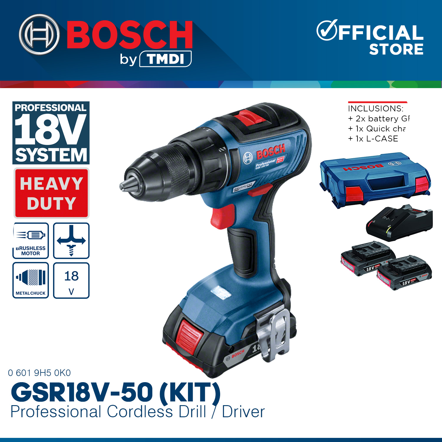 BOSCH Professional Cordless Drill / Driver 18V Lithium Ion Battery GSR ...