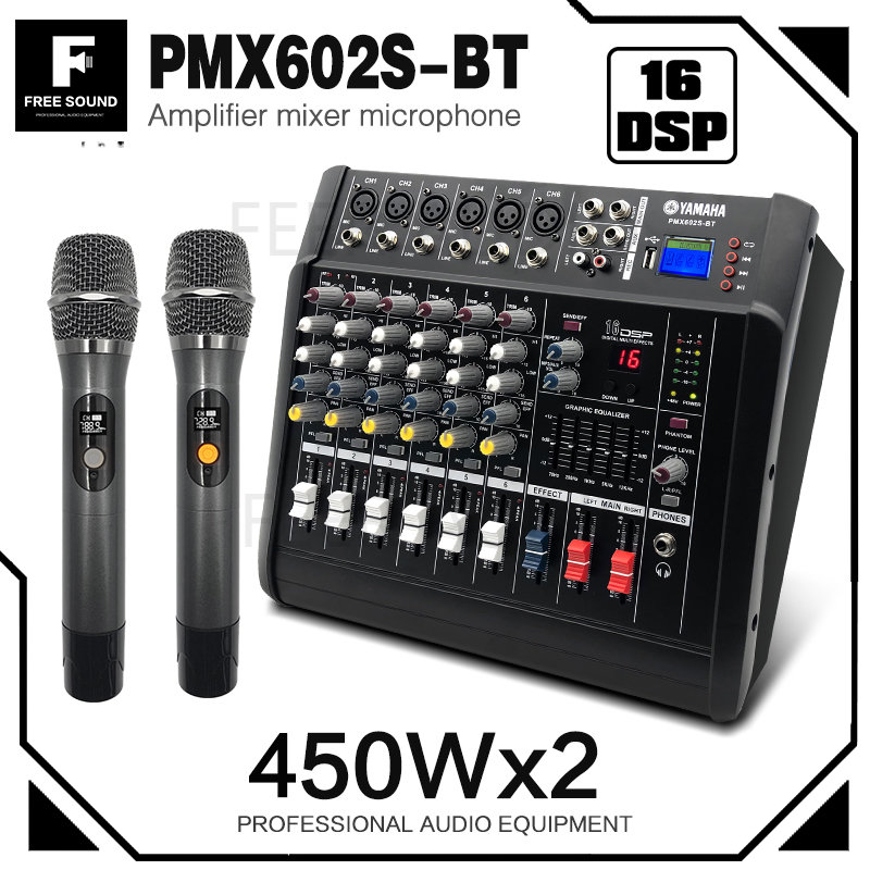 【cod】 Yamaha Pmx602s-bt, 6channel Mixer. With Wireless Microphone 