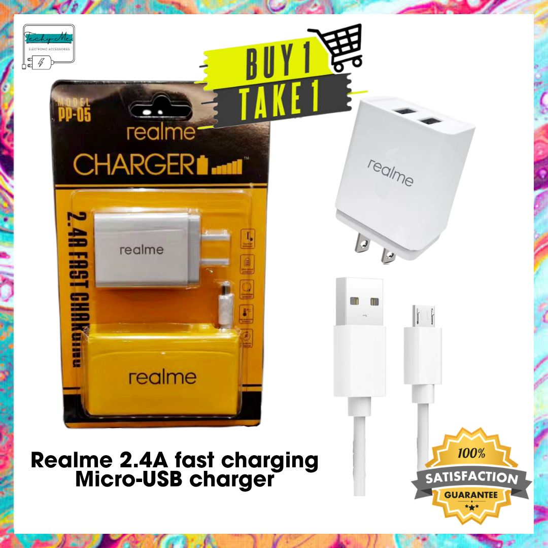  [[ BUY 1 TAKE 1 ]] REALME Micro-USB Fast Charger  Dual USB  Port Charger with Data Cable android fast charger MICRO USB COD android  charger | Lazada PH