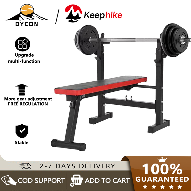 BYCON Adjustable barbell bench, bench with rack Weight lifting chair