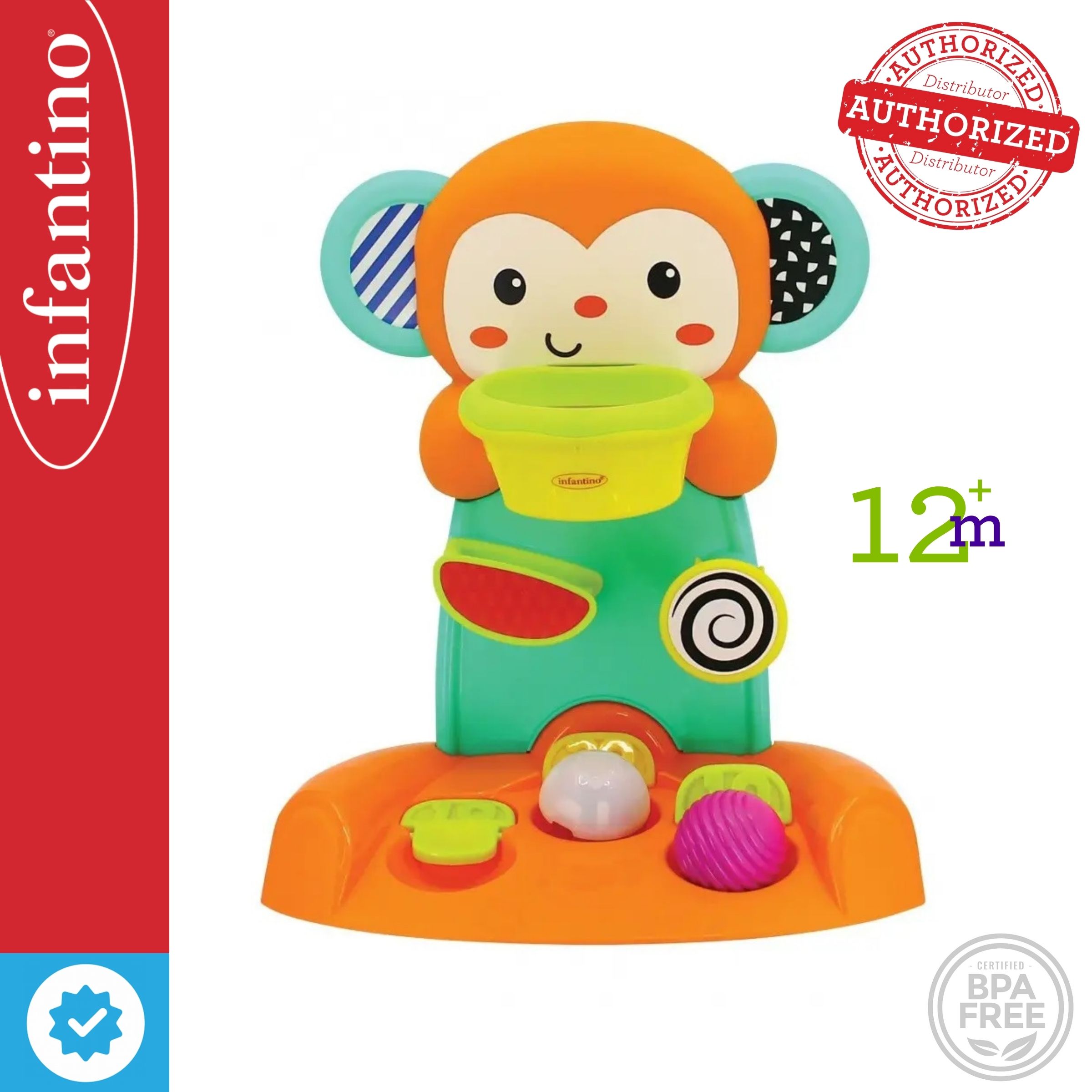 INFANTINO Shoot 'N Score Happy Hoops - Monkey (BPA-Free) | Sensory ...