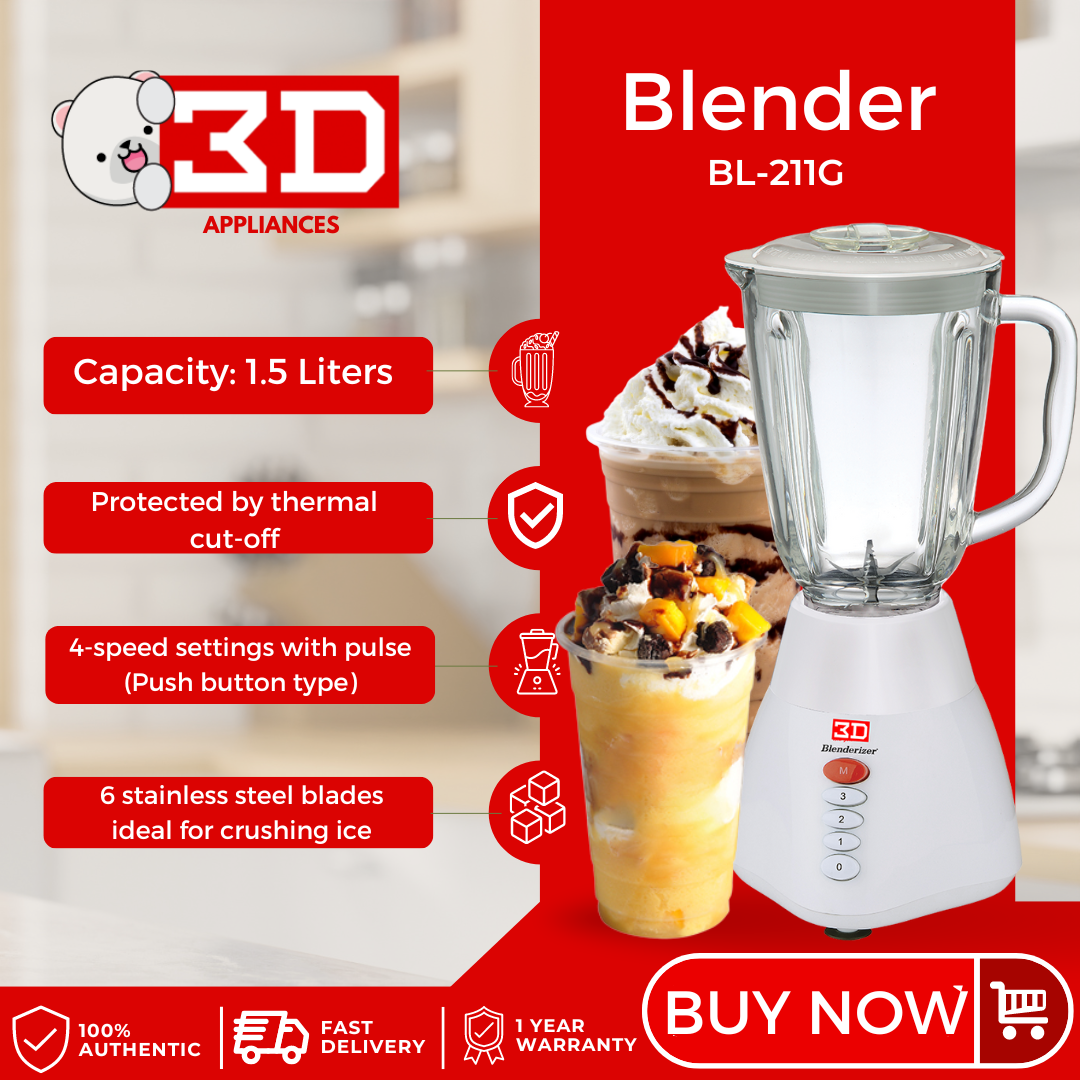 3D Electric Blender BL211G 1.5L Lazada PH