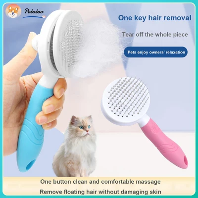 【Ready stock】Pet Dog Cat Hair Comb brush Pet Grooming Shedding Brush for Pet Self Cleaning Grooming Tool