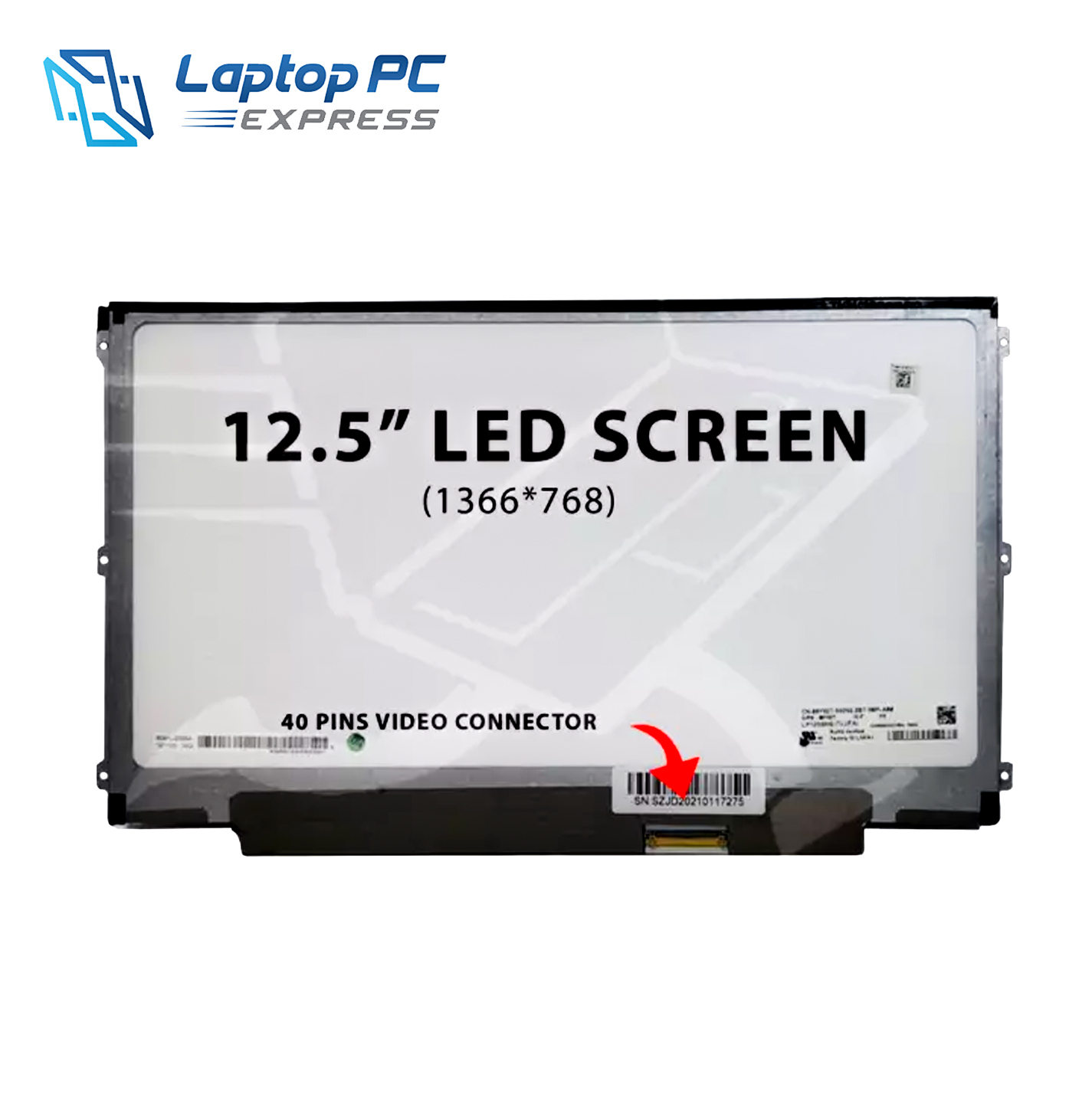 12.5 inch 40Pins LED Screen Slim HD 