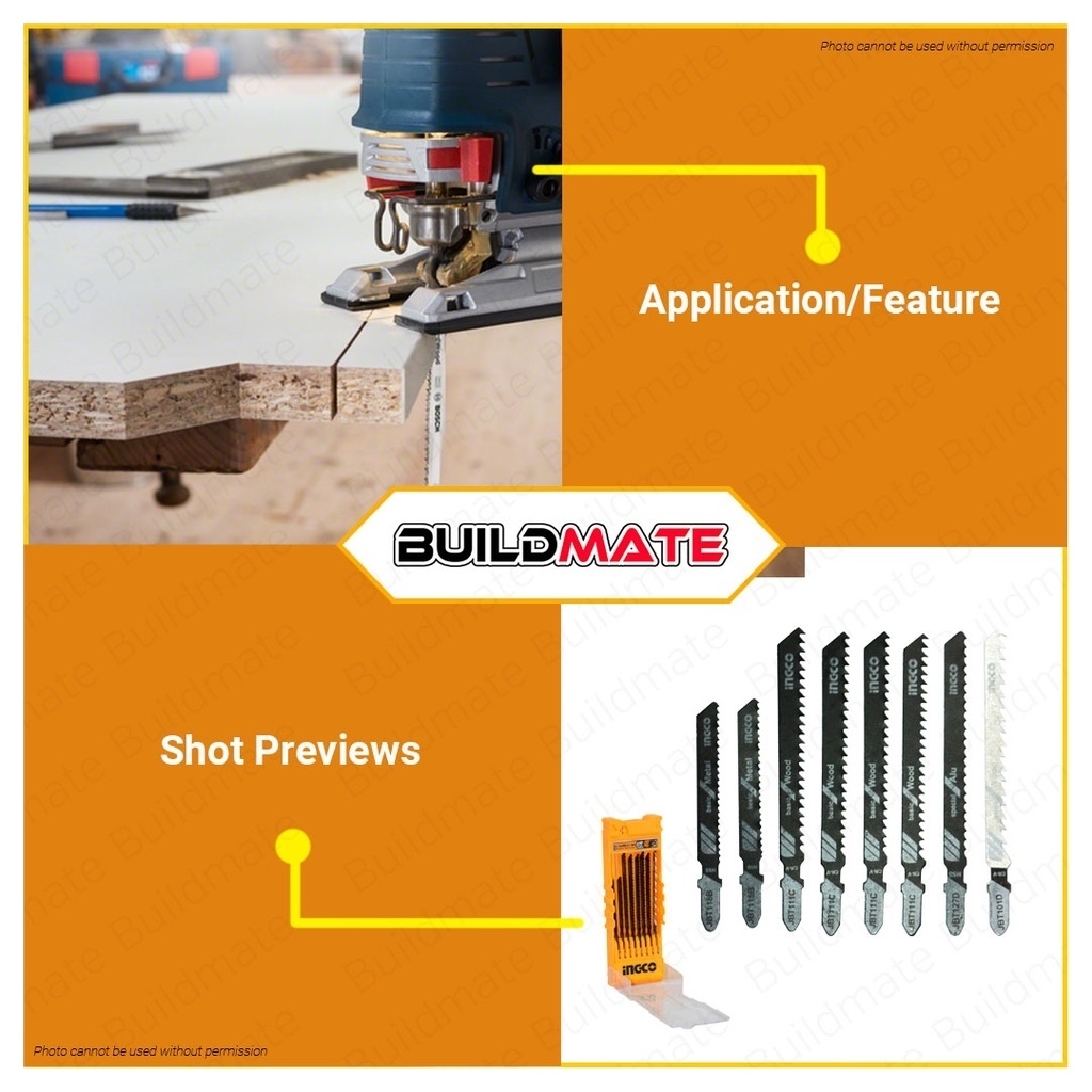 INGCO 8 PCS/SET Jigsaw Jig Saw Blade Set For Metal and Wood AKD8088