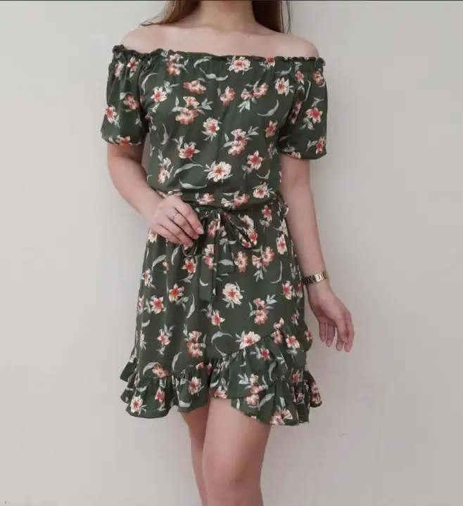 dress with belt on shoulder