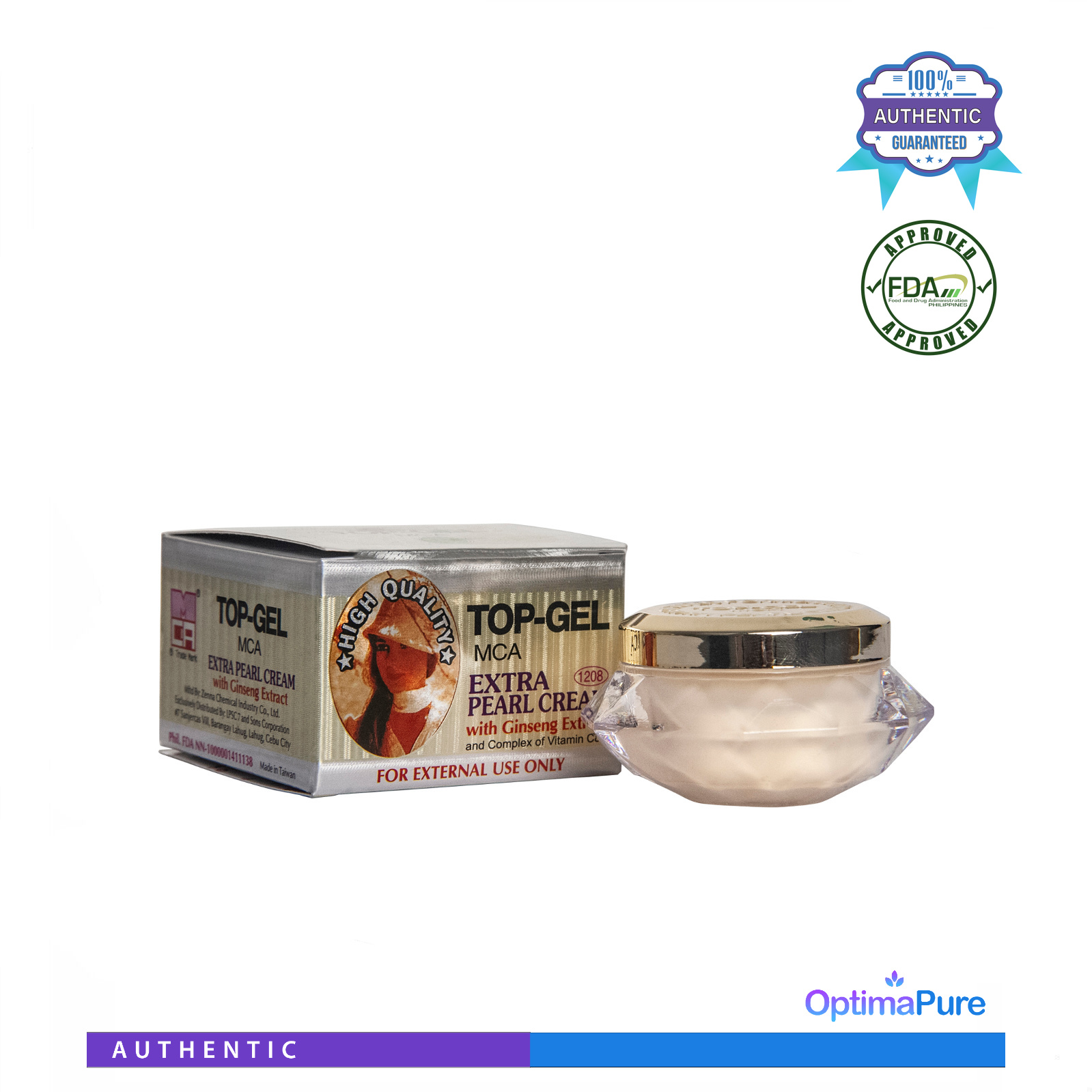 Top Gel Extra Pearl Cream with Ginseng Extract and Complex Vitamin C