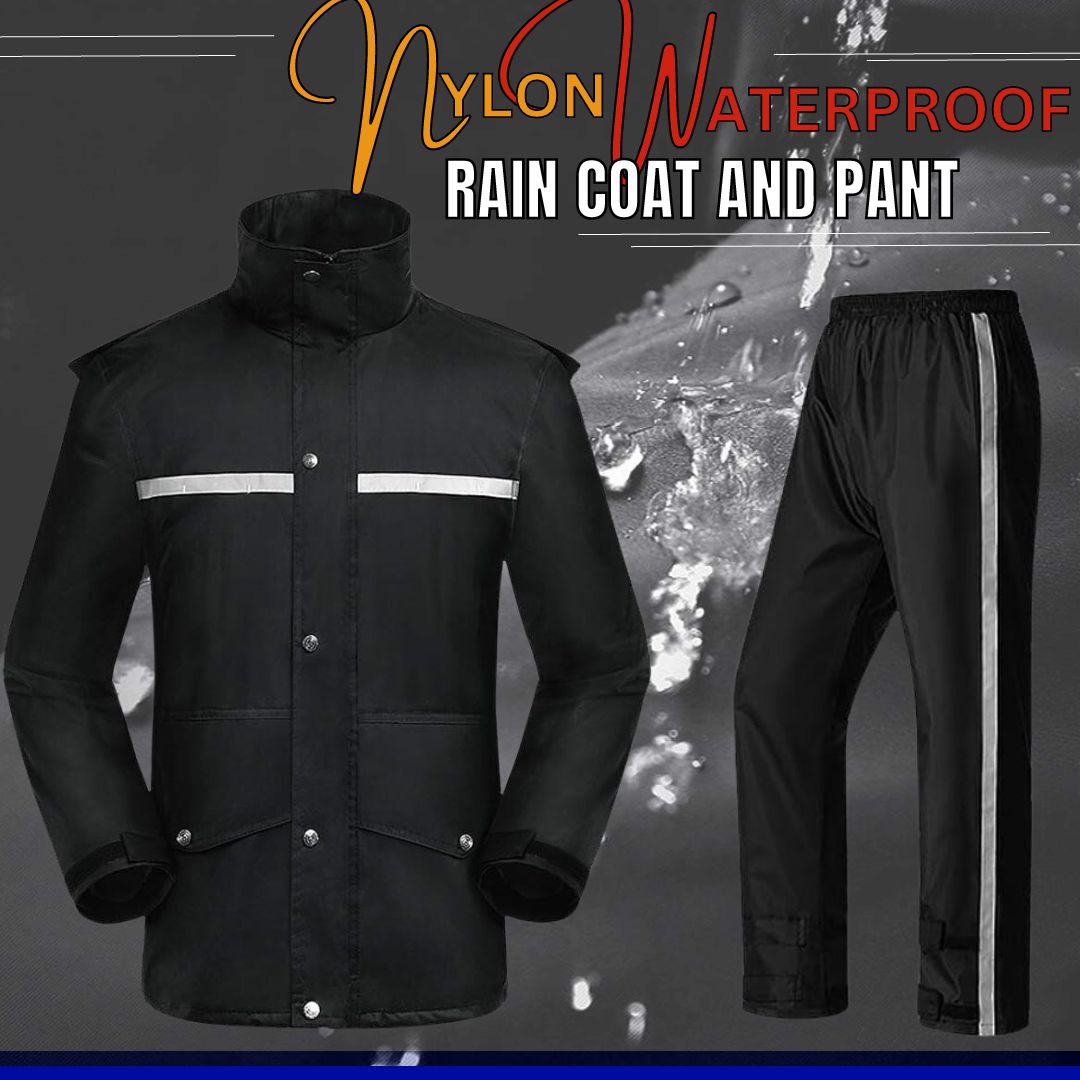 Waterproof Rain Coat And Pants Set For Adult Made From Nylon High