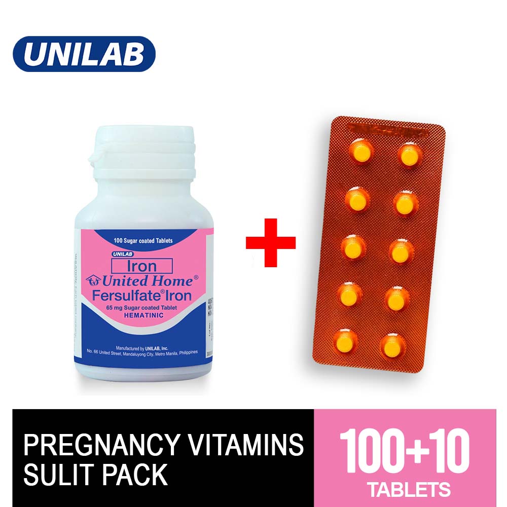 Pregnancy Vitamins Sulit Pack United Home Fersulfate Iron 100s United Home Natafol Folic Acid 7443