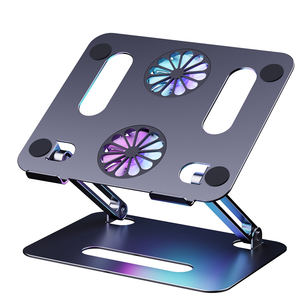 NOXIER Laptop Stand With Fan Aluminum Adjustable Desk Phone Tablet