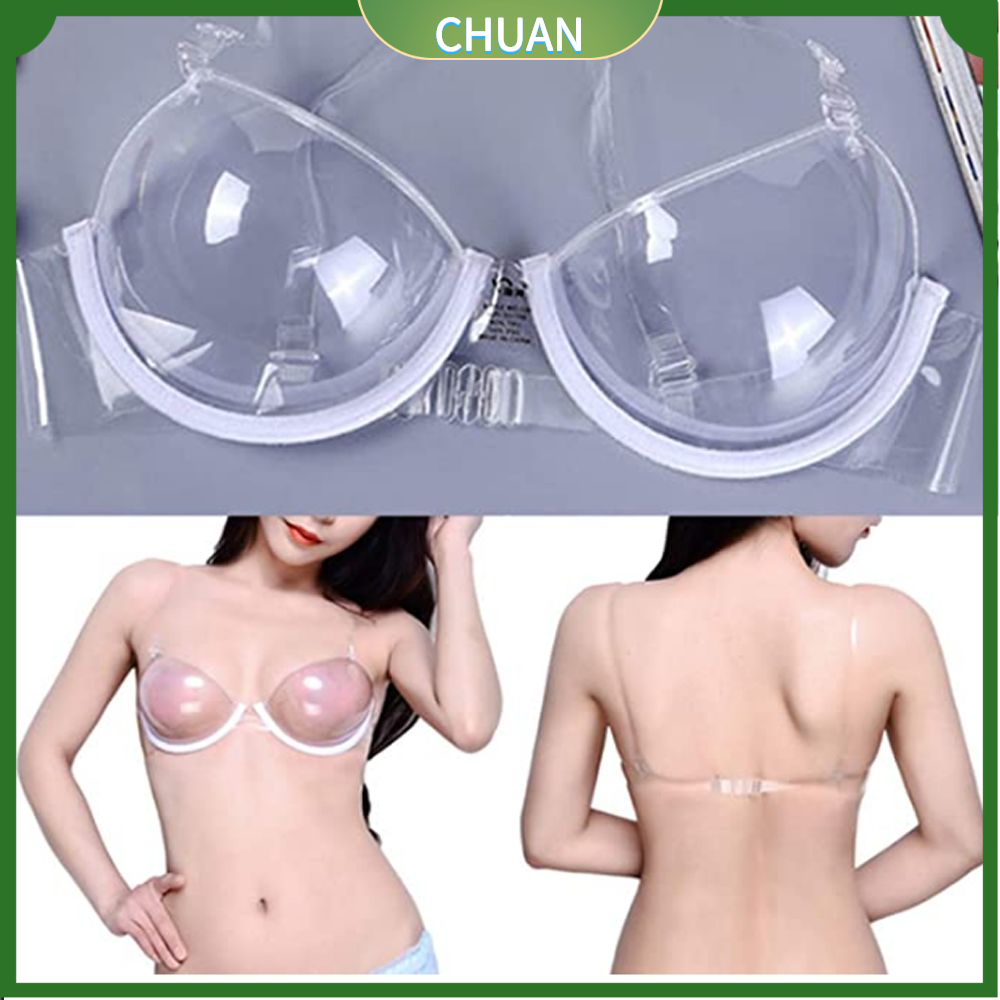 1 pc Clear Push Up Bra Transparent Clear Bra Invisible Strap Plastic  Disposable Underwear Plus Size Push Up Bralette for Ladies Women Girls