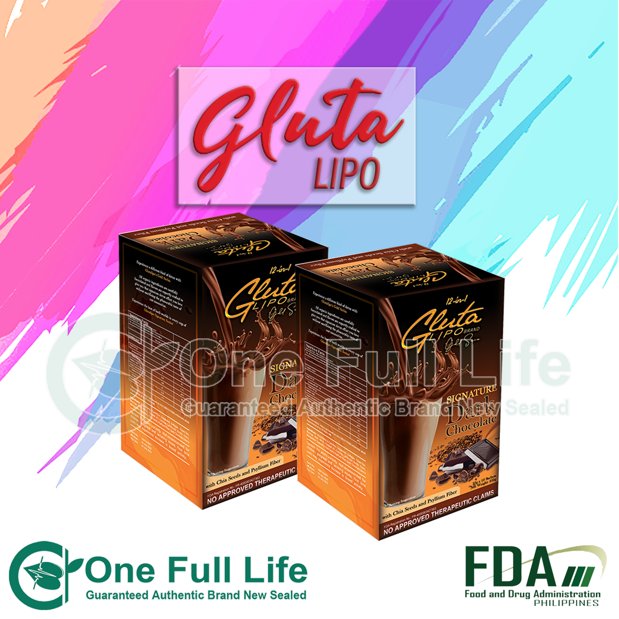 Gluta Lipo GlutaLipo Gold Series Signature DARK CHOCOLATE 2 Boxes